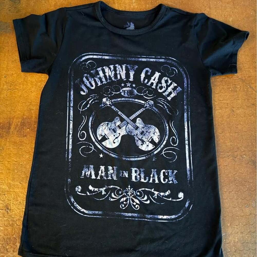 Zion Rootswear Johnny Cash Man In Black T-Shirt Size S